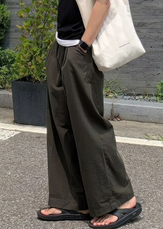 Pants Mens Linen Art Summer Solid Pockets Apricot