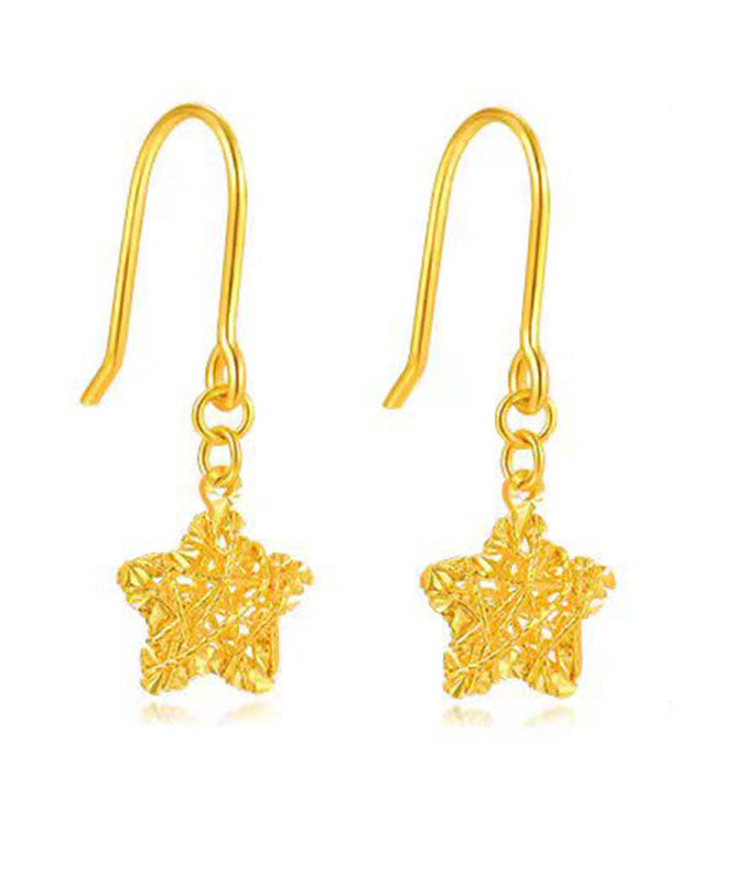 Art Gold Copper Overgild Star Geometry Drop Earrings YD041