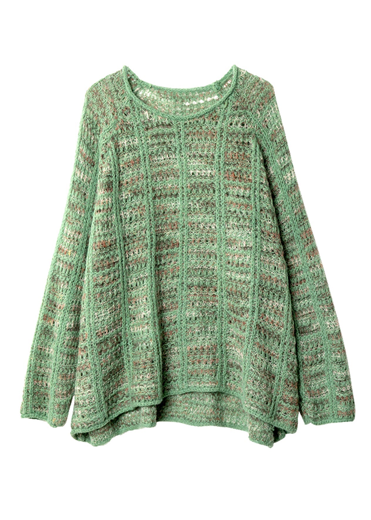 Art Cotton Sweaters Batwing Hollow Cozy Sleeve Out Green Knit