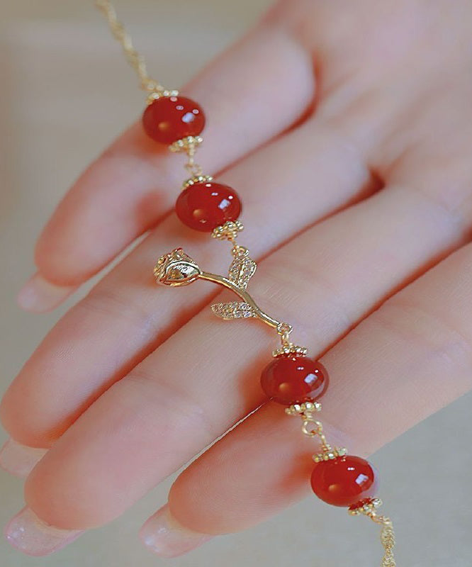 Sterling Zircon Charm Red Silver Beautiful Agate Overgild