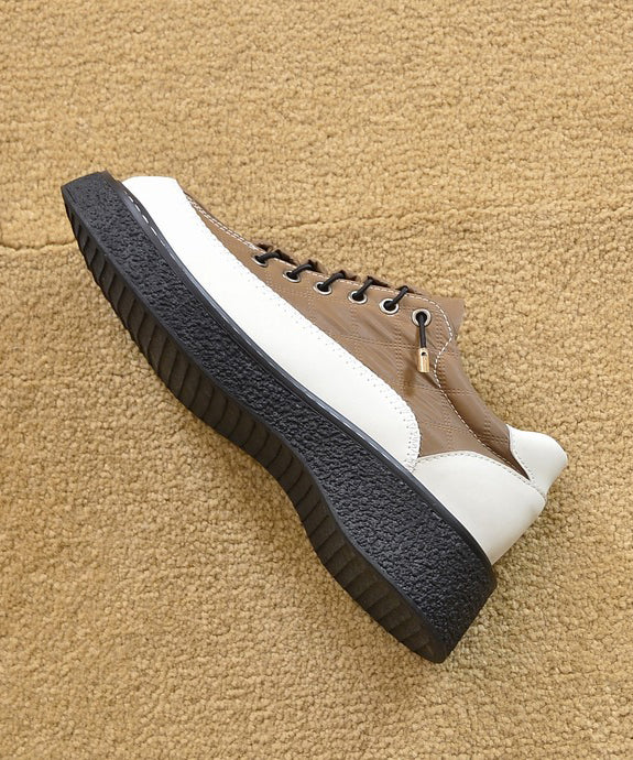 For Faux Beige Leather Comfortable Splicing Women Loafers