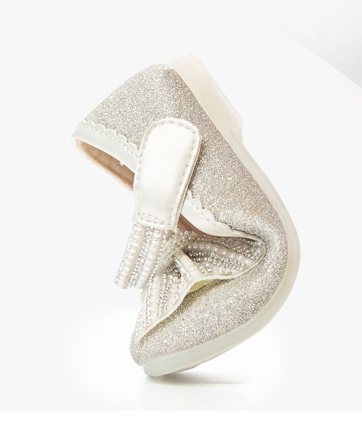 Bead Strap Fine Kids Princess Beige Bow Buckle Shoes Nail Girls