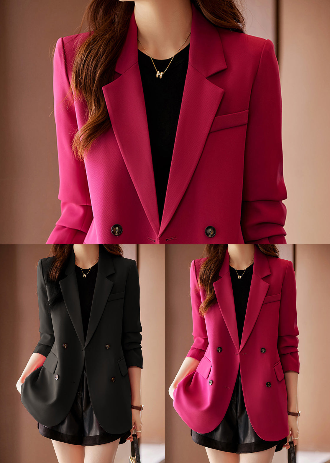 Black Cotton Coat Outwear Asymmetrical Double Breast Spring YJ019