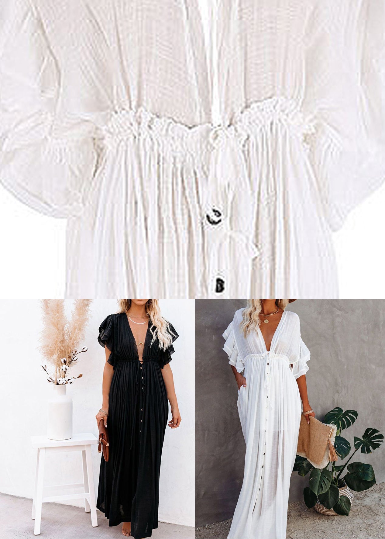 Black Patchwork Long Summer Dress Solid Ruffled