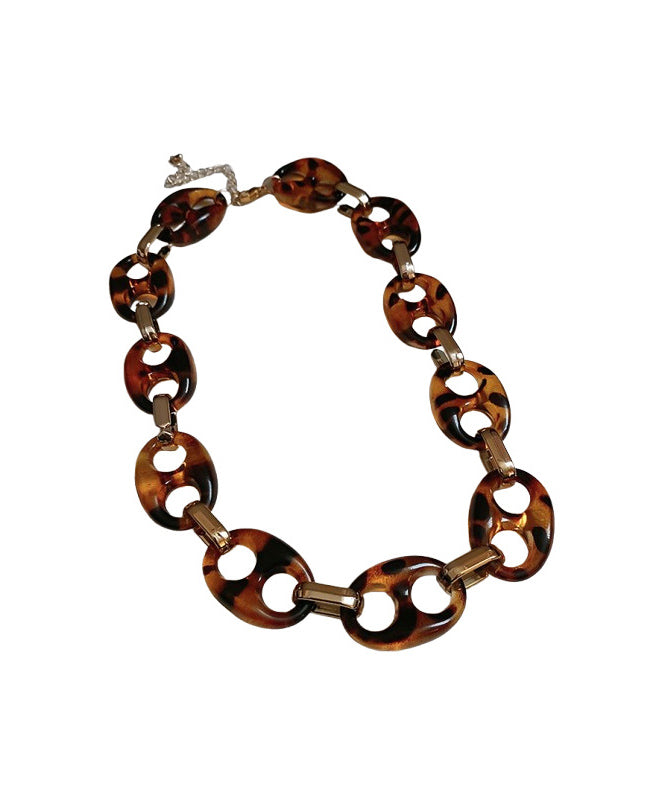 Collar Bohemian Coffee Acrylic Hollow Necklace Alloy Out