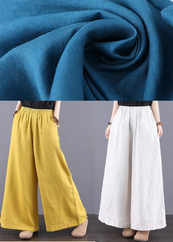 Pants Peacock Leg Boho Linen Blue Summer Wide Oversized