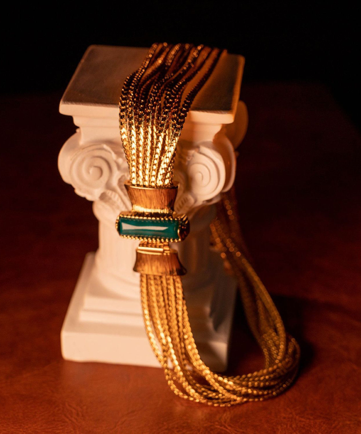 Chain Silver And Weave Jade Sterling Overgild Necklace Boho