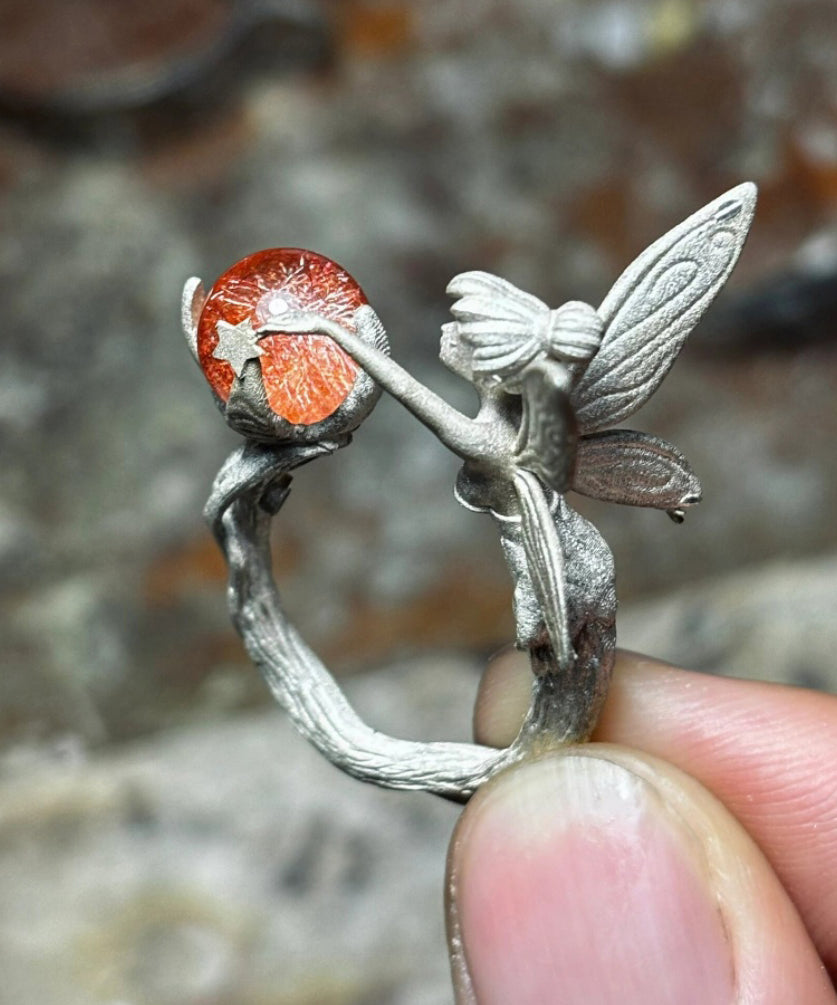 Boutique Blau Sterling Silber Glas Little People Ringe QJ011