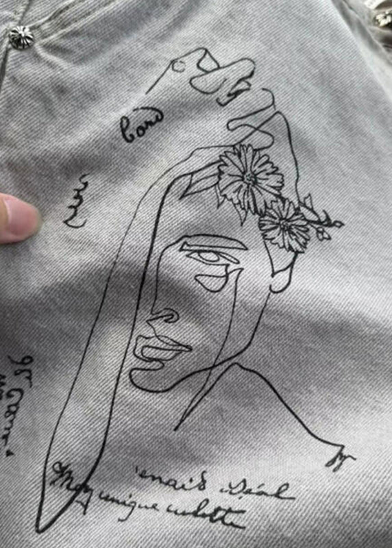 Boutique Hellgrau Taschen Print Herren Jeans Sommer SA017