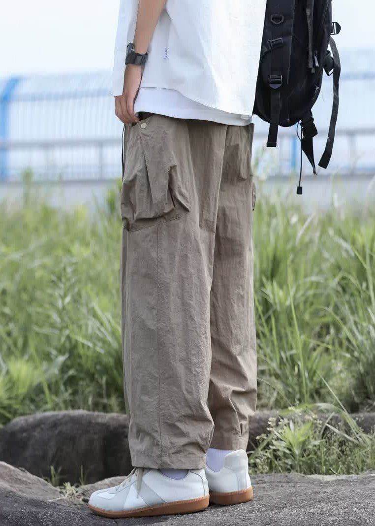 Lace Summer Up Pockets Cotton Men Pants Solid Boutique Navy