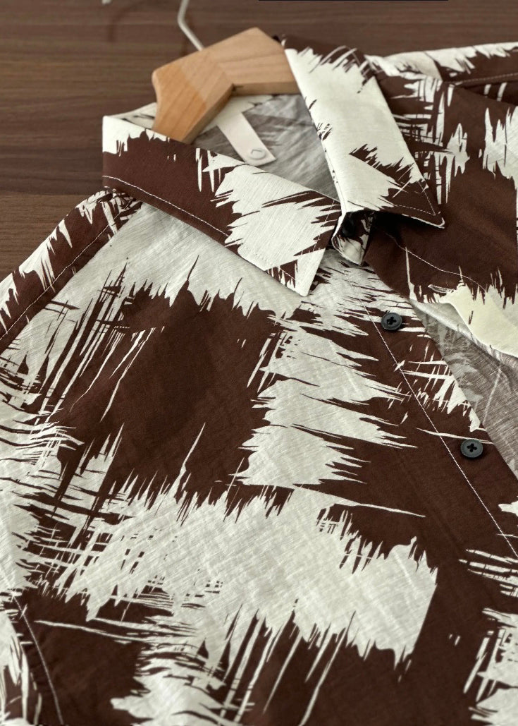 Chemise hawaïenne à imprimé col Peter Pan pour homme, été HG009