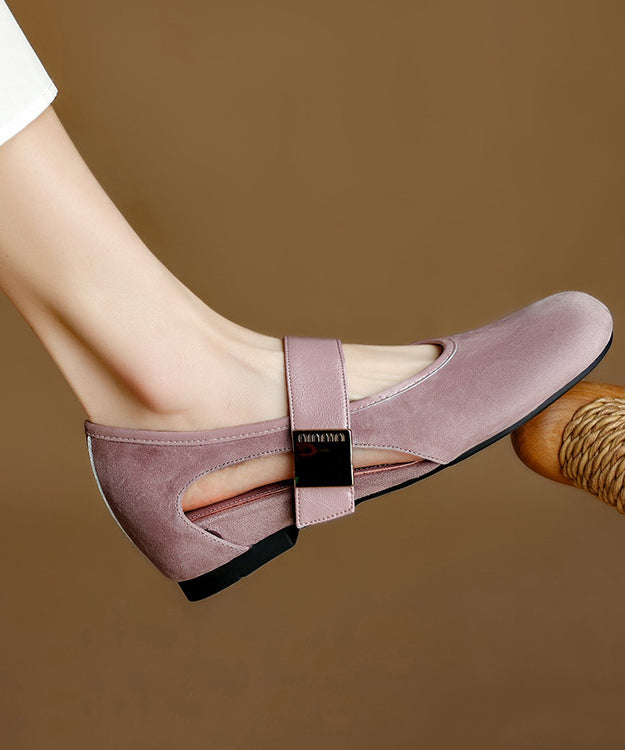 Boutique Purple Hollow Out Buckle Strap Splicing Wedge Shoes YC013