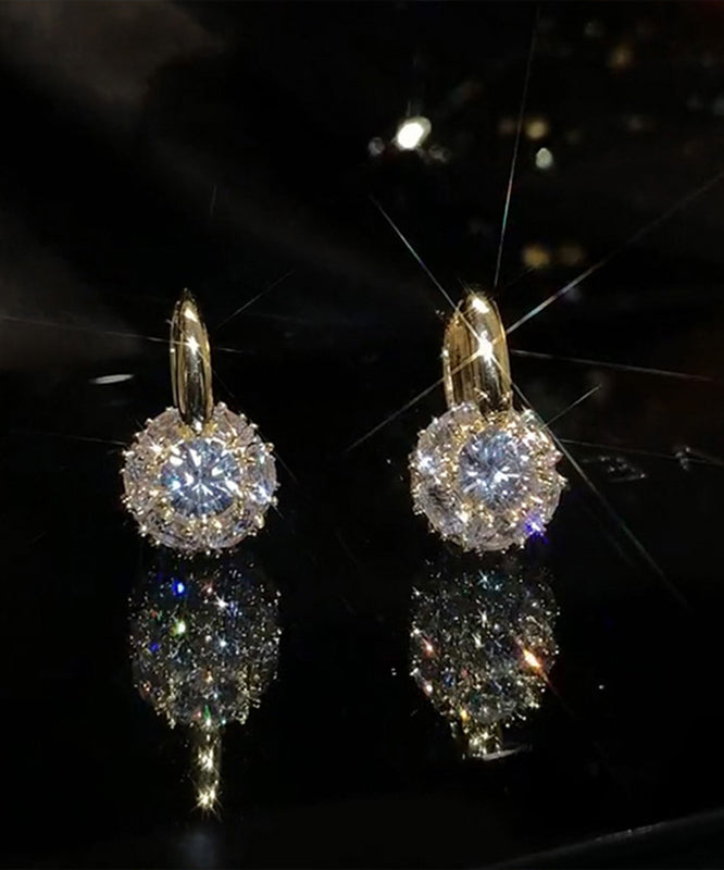 Earrings Alloy Brief Zircon Hoop Gold Copper