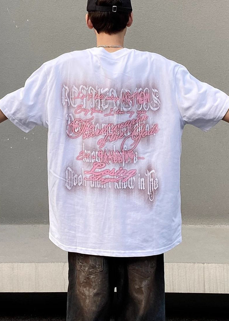 Casual Men Neck Summer Cotton Print Black O Shirt T