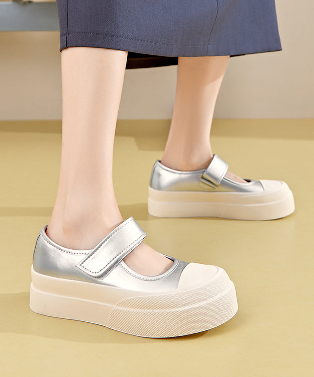 Casual Pink Buckle Strap Splicing Platform Flat Feet Shoes YC031