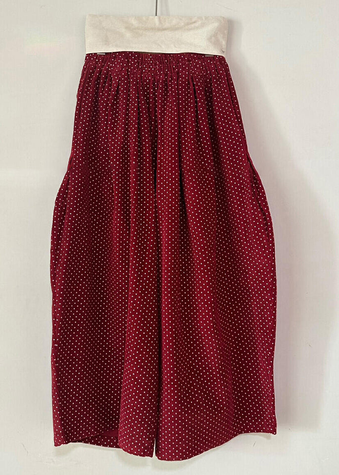 Pants Pockets High Spring Dot Corduroy Wide Red Leg Waist Casual