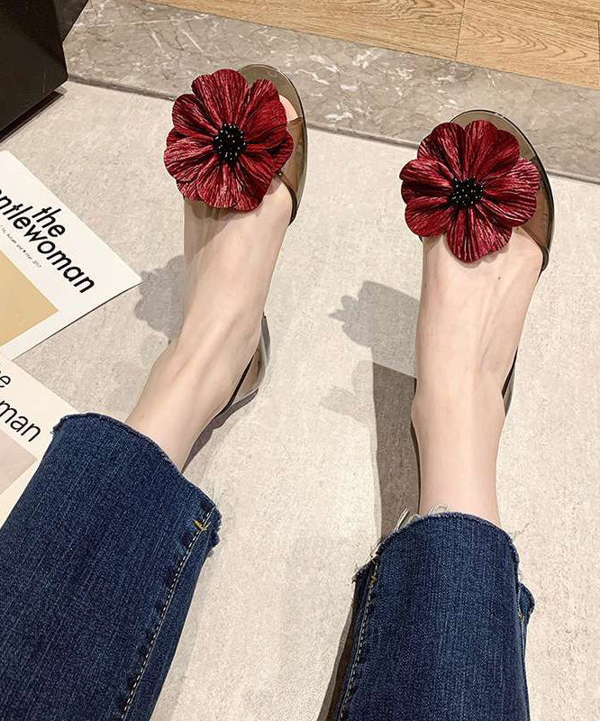 Toe Red Splicing Floral Water Casual Peep Sandals
