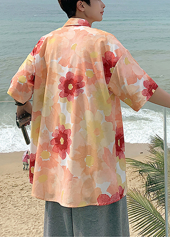 Schickes blaues Peter-Pan-Kragen-Print für Herren-Hawaiihemden im Sommer HG016