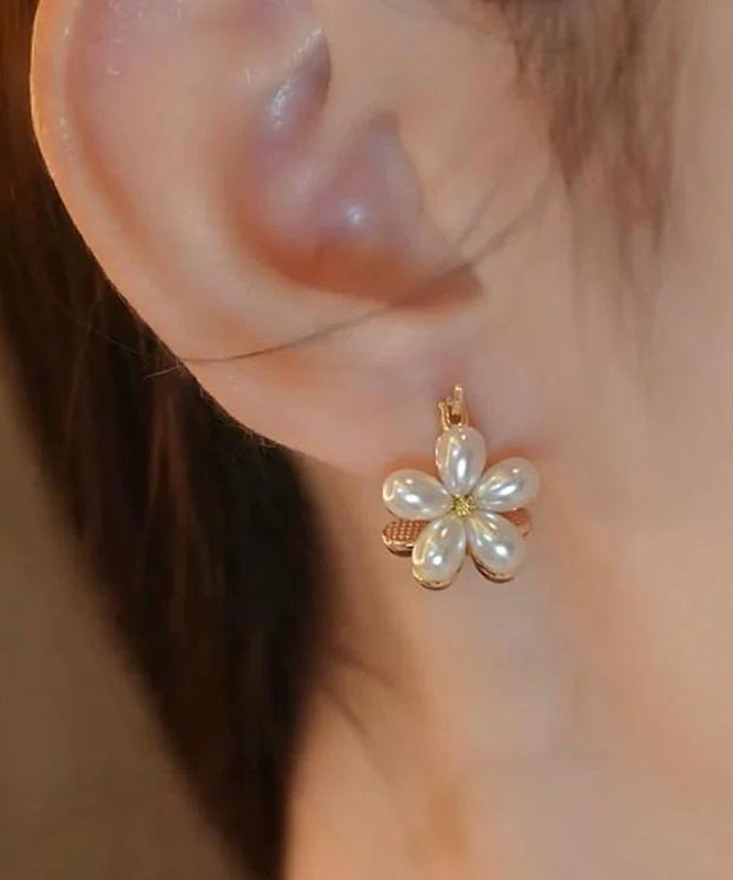 Chic Gold Copper Overgild Floral Hoop Earrings YX017