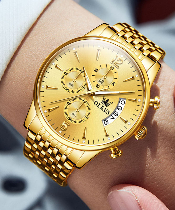 Gold Watches Steel Machinery Movement Stainless Chic Quartz