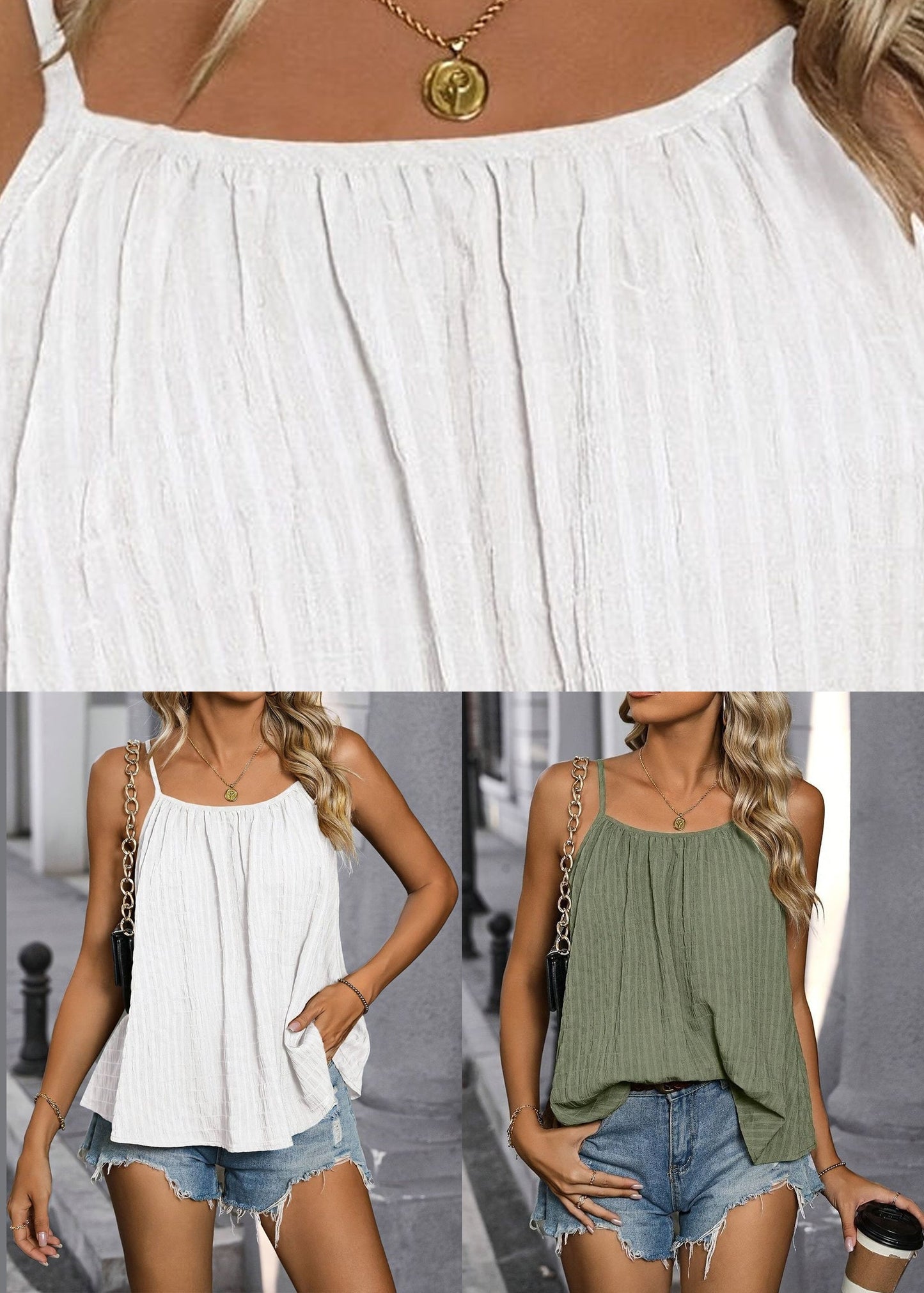 Sleeveless Green Solid Chic Vest Loose