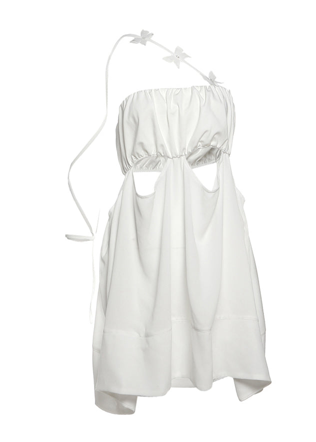 Hollow Bow Tulle Patchwork Sexy Mini Suspender Dress Chic