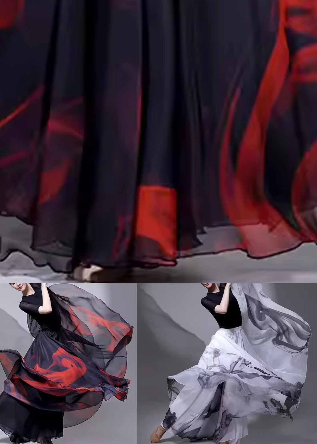 Chinese Summer Elastic White Silk Style Waist Skirt