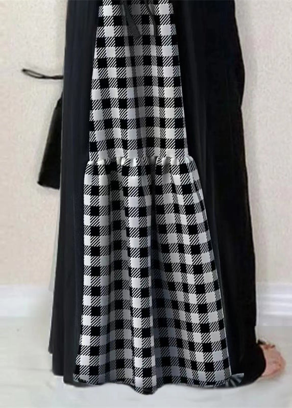 Sleeveless Black Classy Patchwork Ruffled Cotton Dress Tunic