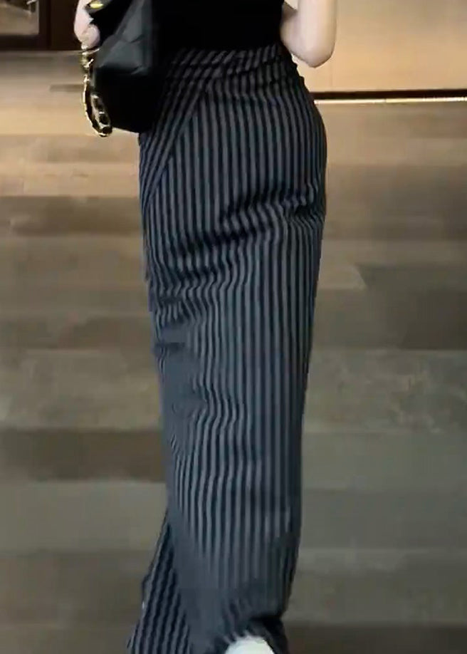 Skirts Striped Chiffon Fall Classy High Black Up Waist Lace