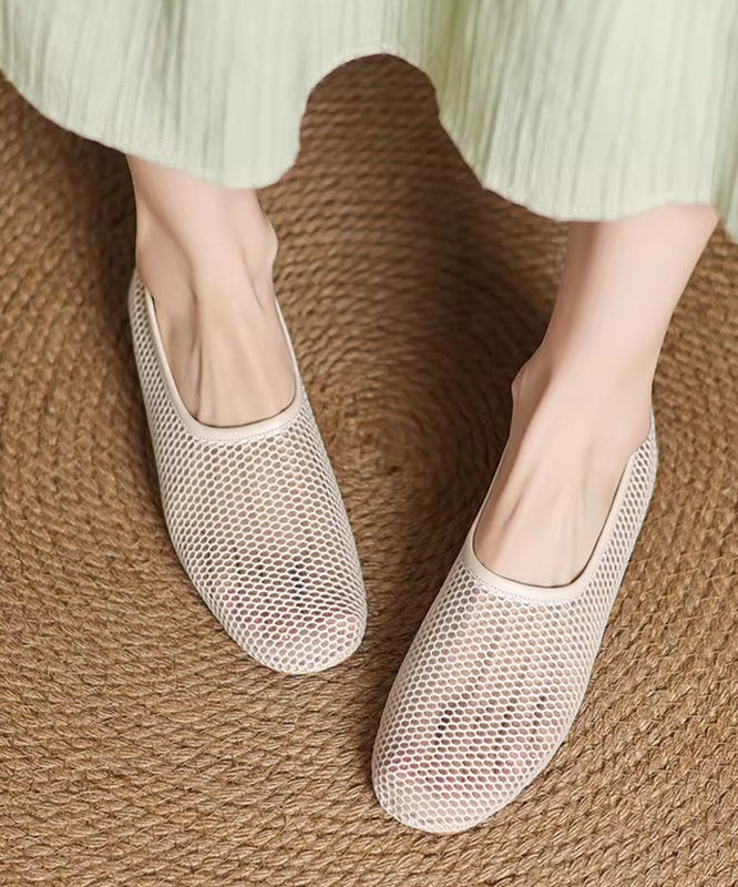 Hiking Comfortable Out Sandals Sheepskin Hollow Beige