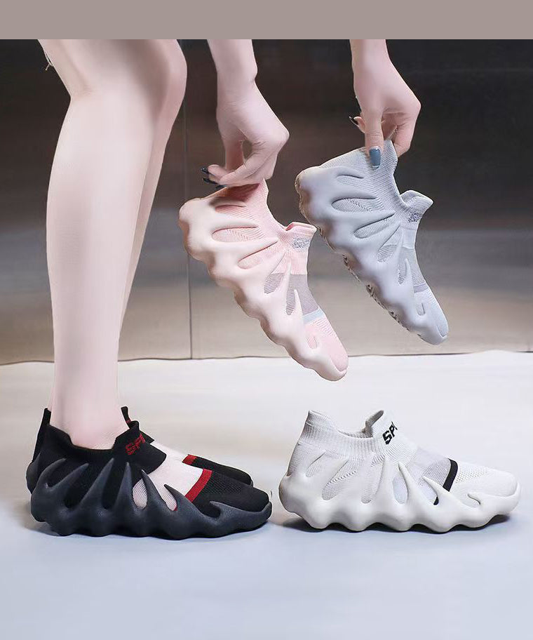 Bequeme Spleißen Plattfußschuhe Schwarzes atmungsaktives Mesh KJ063