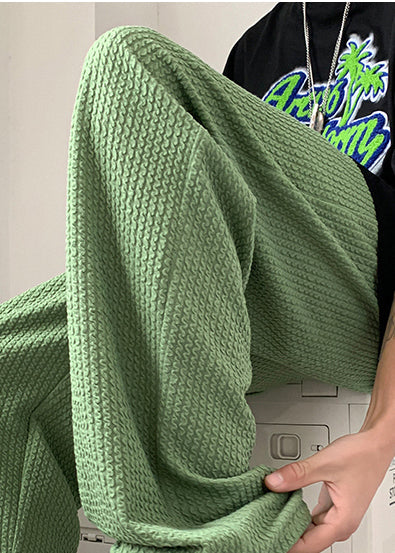 Apparel Cotton Oversized Wrinkled Cool Grass Green Pants Men