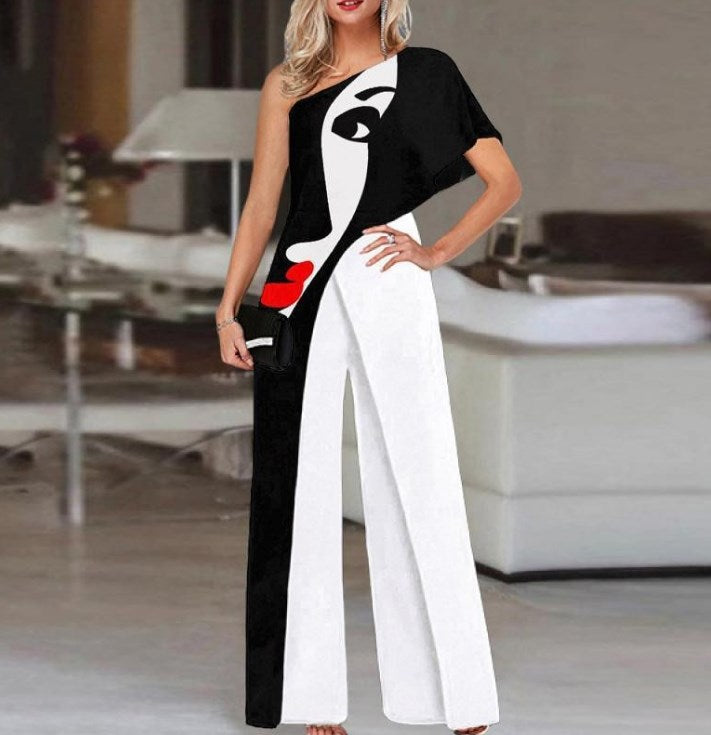 woman hit color Cotton Geometric Urban Regular Fit Jumpsuit QN103 Furdela