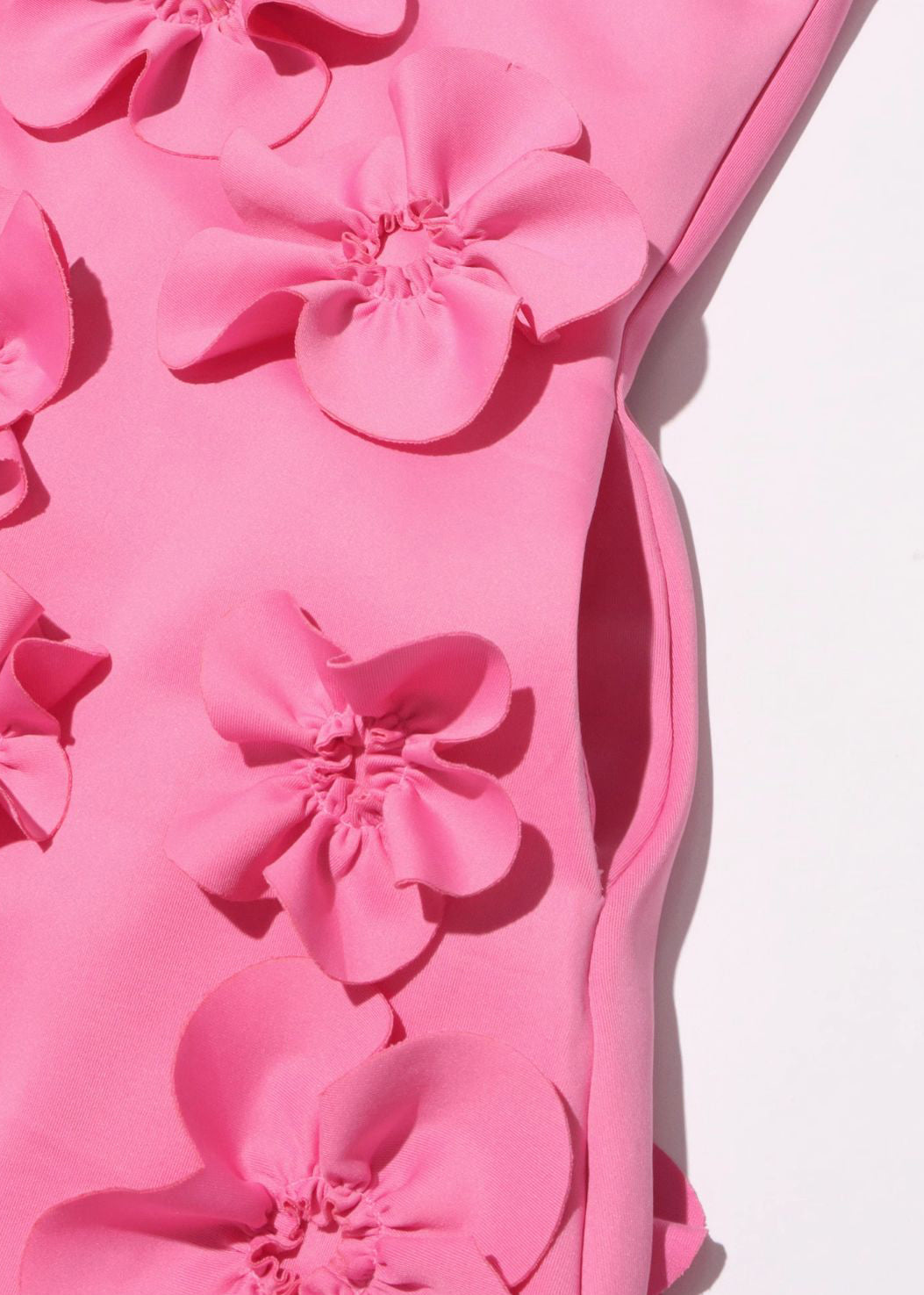 Long Pink Up Sleeveless Floral Cotton Dress Pockets Lace Elegant