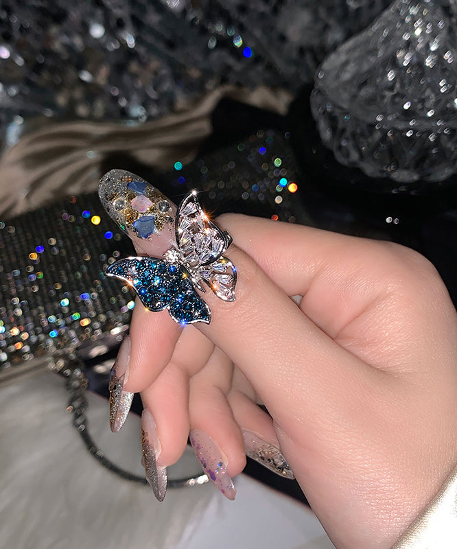 Rings Blue Alloy Zircon Fashion Butterfly