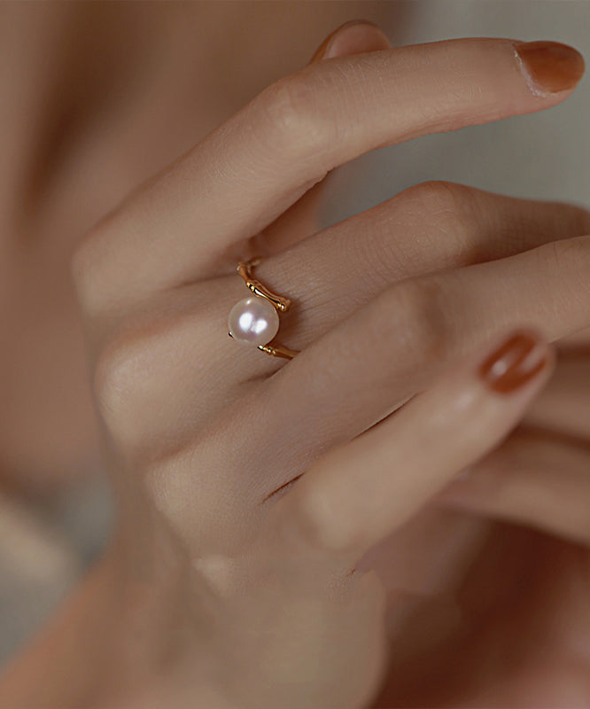 Silver Rings Pearl Open Gold Sterling Fashion Alloy