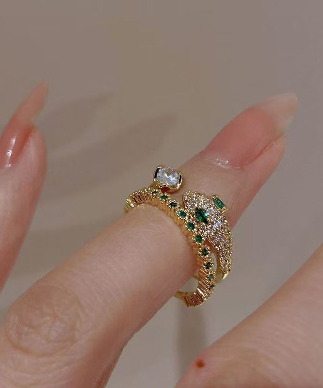Fashion Gem Silver Stone Rings Sterling Zircon Overgild Gold Open