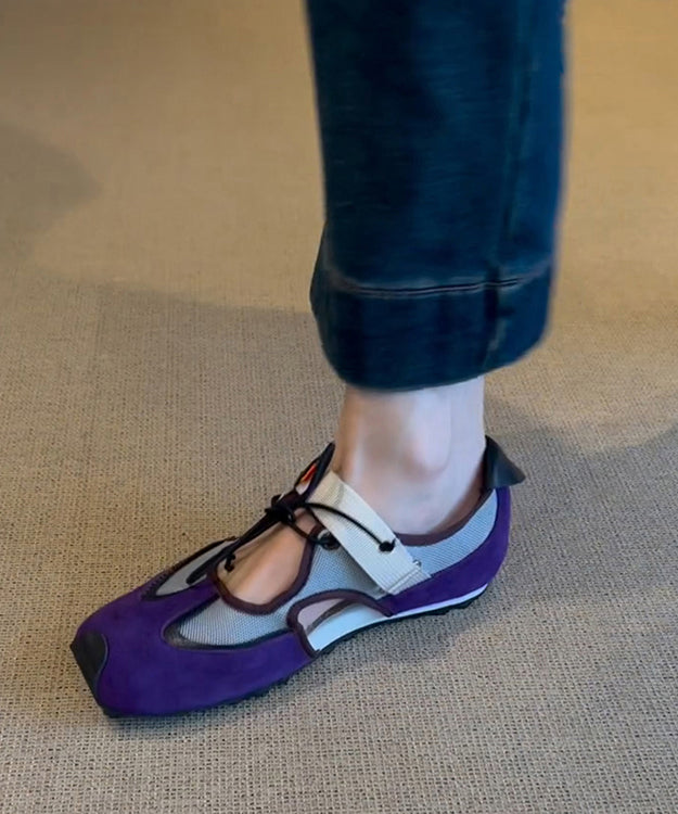 Shoes Hollow Fashion Splicing Women Up Flat Out For Purple Lace
