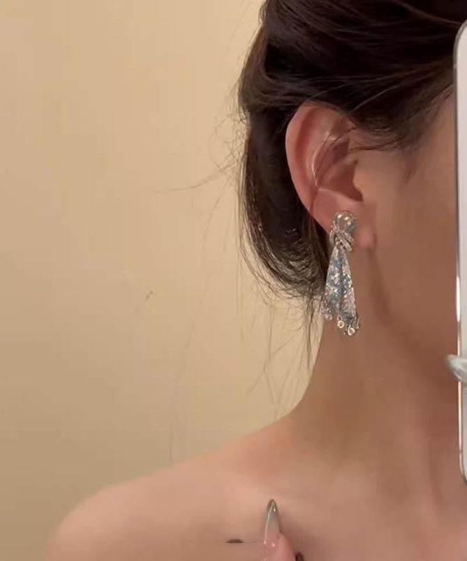 Fashion Tassel Earrings Silk Alloy Drop Zircon Rainbow