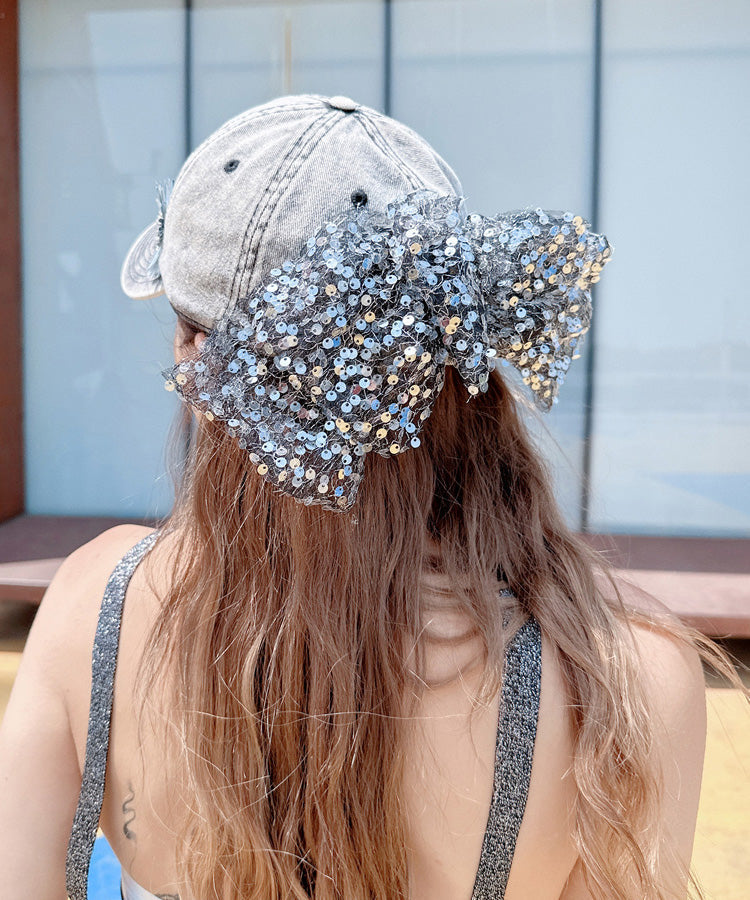Baseball Flower Sequin Hat Fashion Rhinestone Versatile Cap Bow