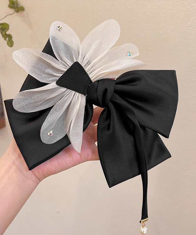 Fine Black Alloy Cloth Tulle Bow Hairpin RA034