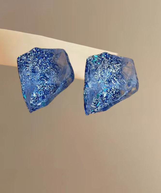 Crystal Asymmetrical Fine Stud Earrings Blue Alloy