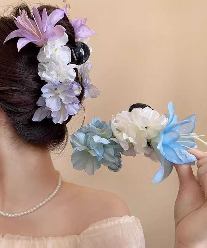 Floral Purple Shark Plastic Fine Clamp Hairpin