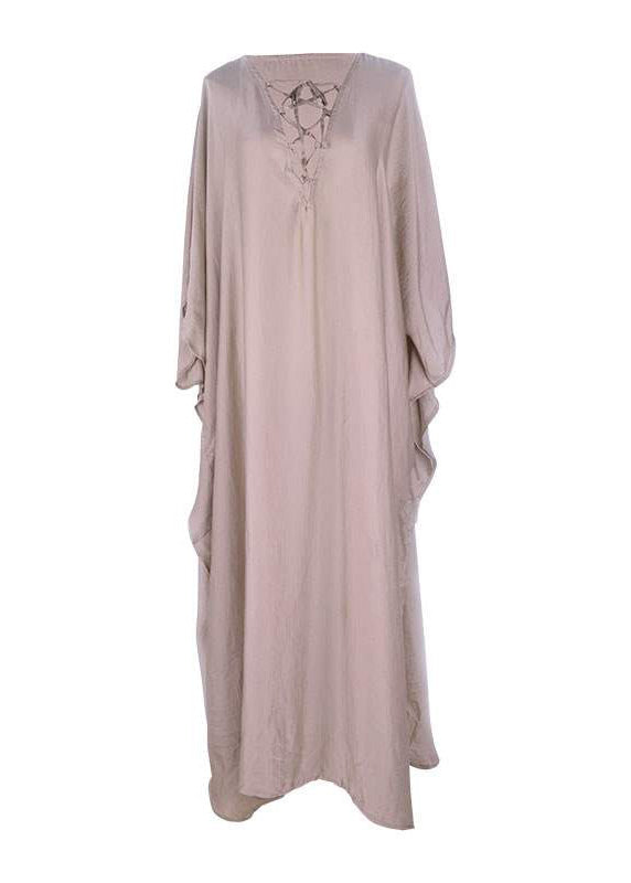 Dress Silk Open Holiday Khaki Oversized Fitted Side Batwing