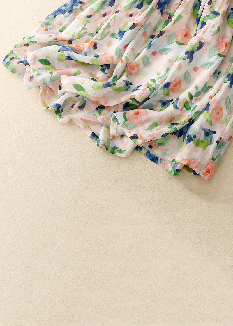 Italienische Colorblock-Print Taschen elastische Taille Baumwollröcke Sommer JH056