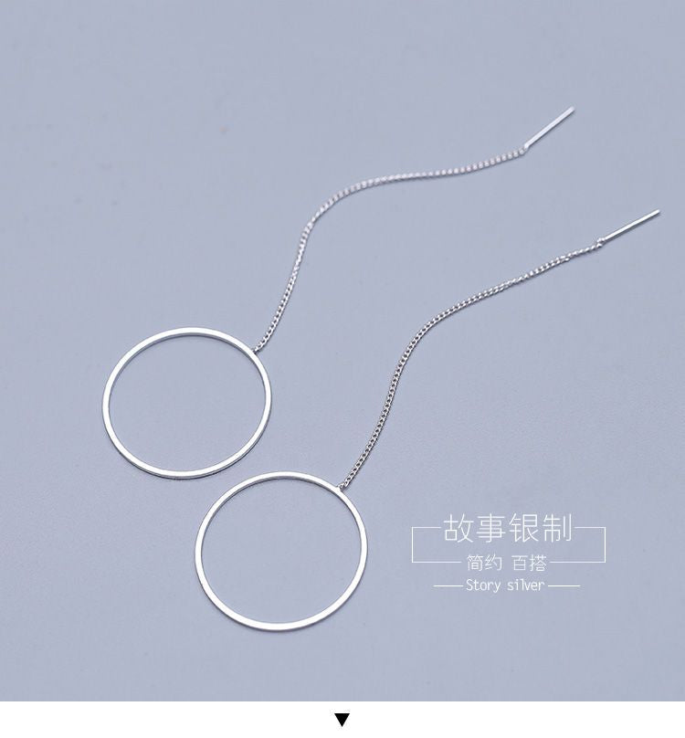 Drop 925 Silver Hoop Sterling Earring