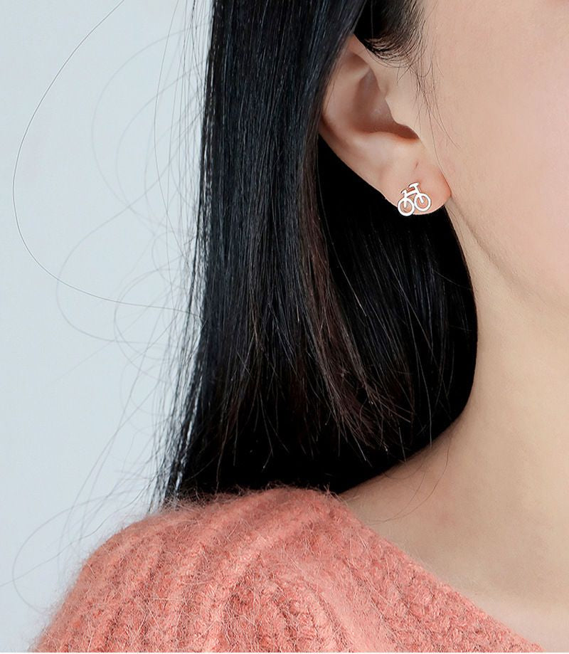 Earring Silver Bicycle 925 Sterling