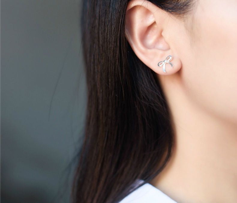 Silver Sterling Earring Bow 925