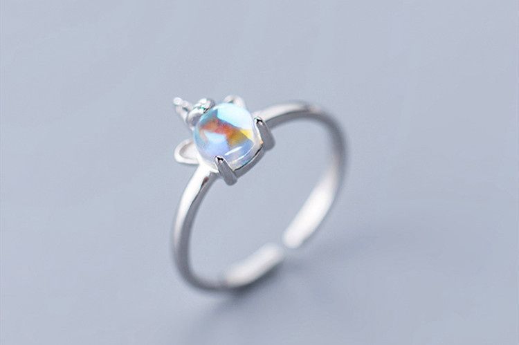 Open Silver Sterling Unicorn Ring