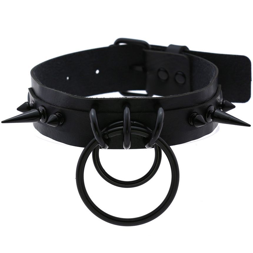 Studded Hoop Faux Leather Choker